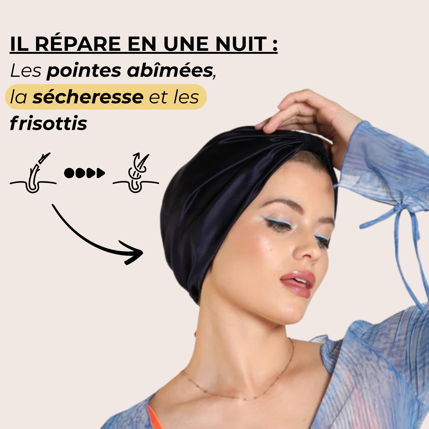 Bonnet de protection capillaire en soie